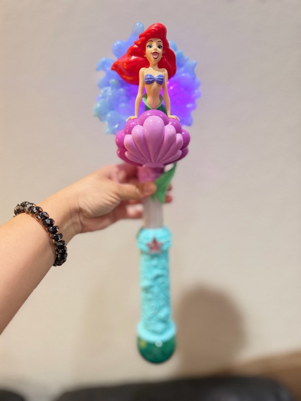 Mermaid Bubble Wand with Purple Shell and Aqua Handle